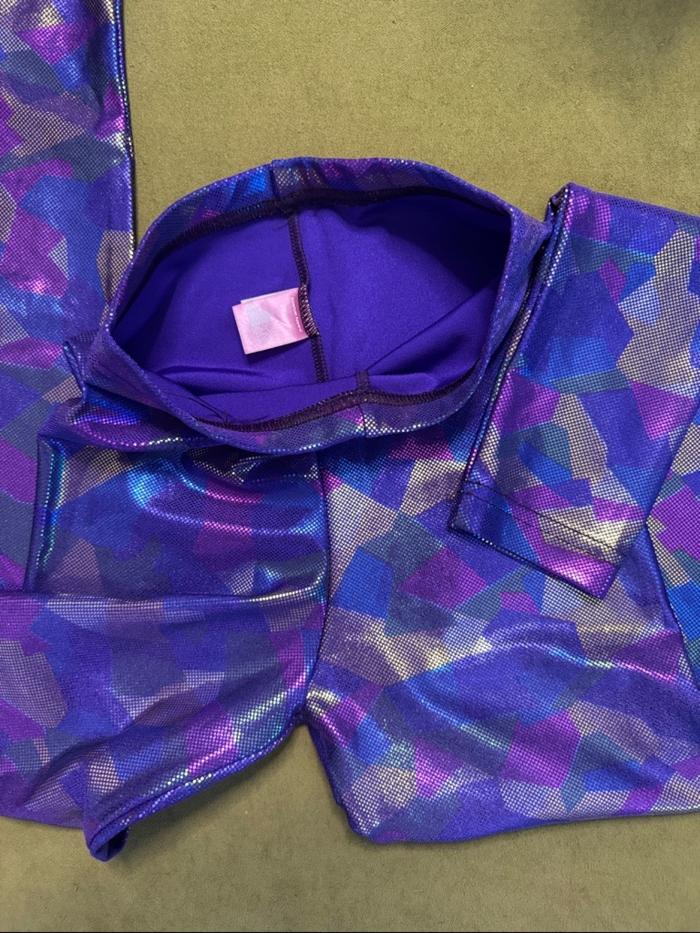 AMERICAN APPAREL Cali Fun & Sun Shiny Leggings in Purple Confetti Small EUC 160 - Picture 2 of 4